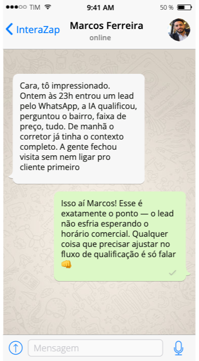 Depoimento Marcos Ferreira no WhatsApp